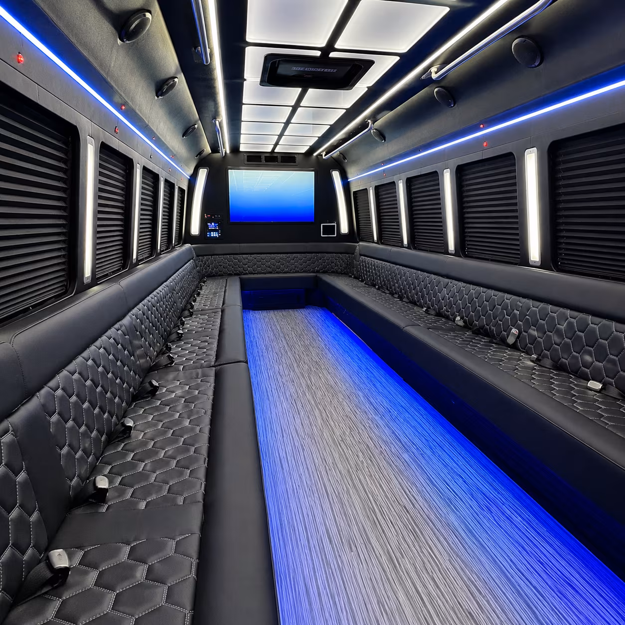 nashville 50 passenger party bus inside